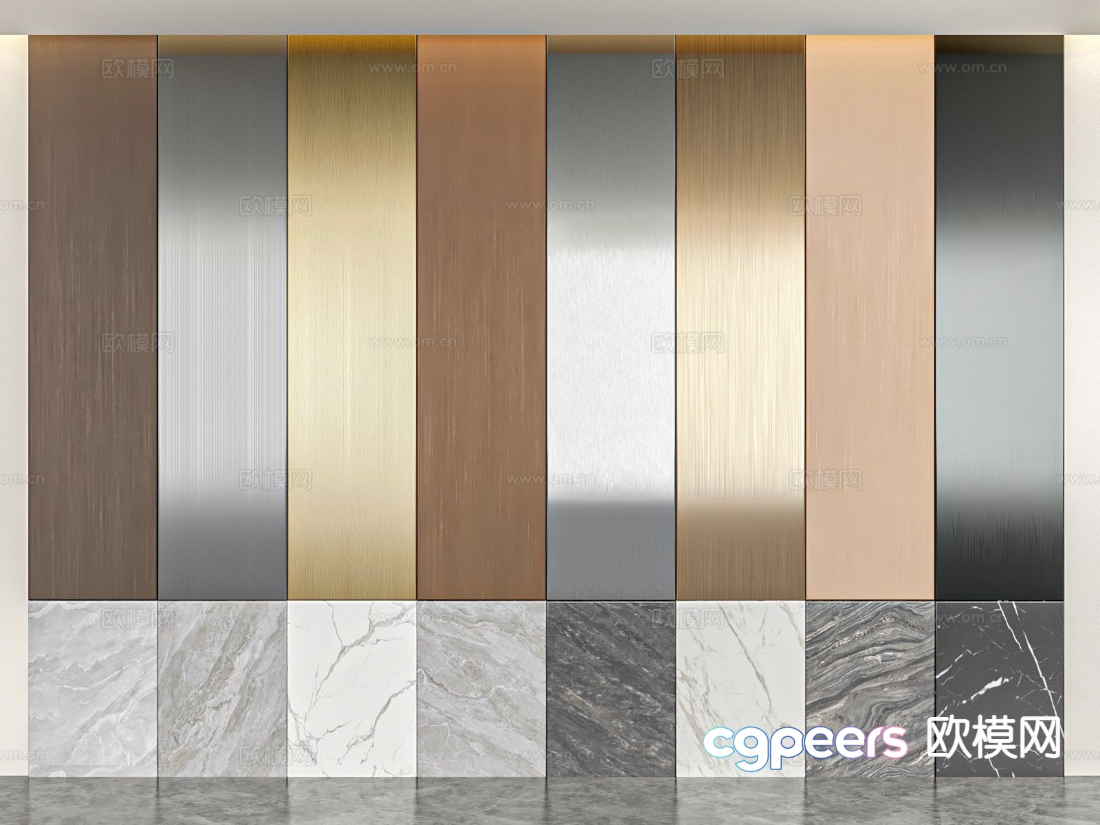 Brushed metal stone wall panel 3d model Brushed metal stone wall panel 3d model
