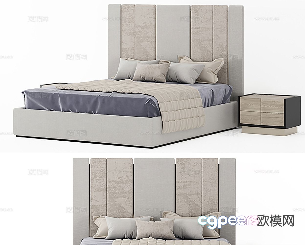 Modern double bed 3d model Modern double bed 3d model
