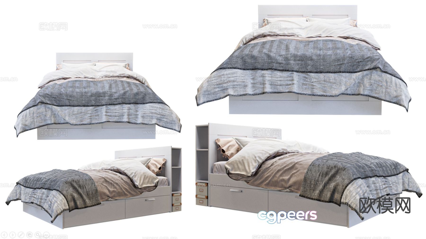 Modern double bed 3d model Modern double bed 3d model