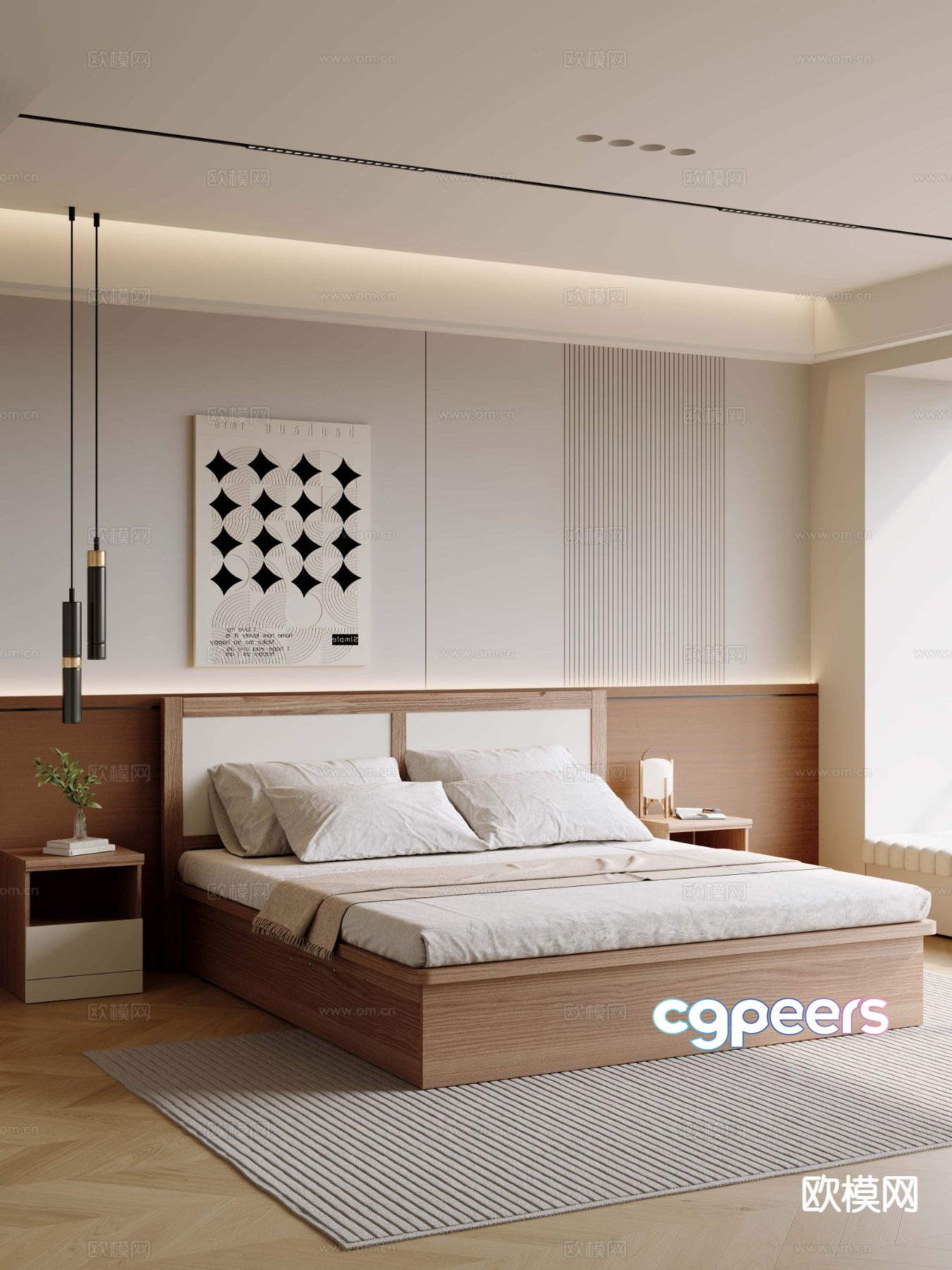 Wabi-sabi double bed 3d model Wabi-sabi double bed 3d model