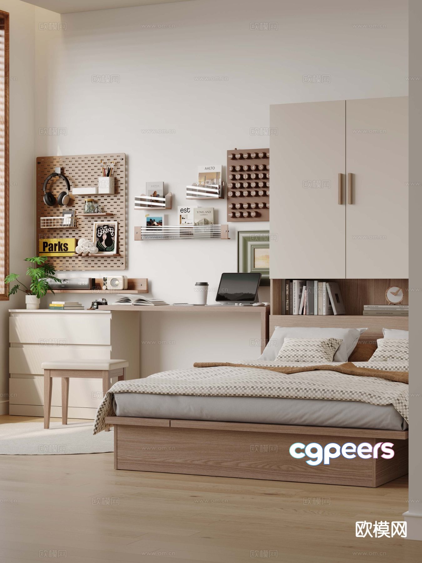Modern double bed 3d model Modern double bed 3d model