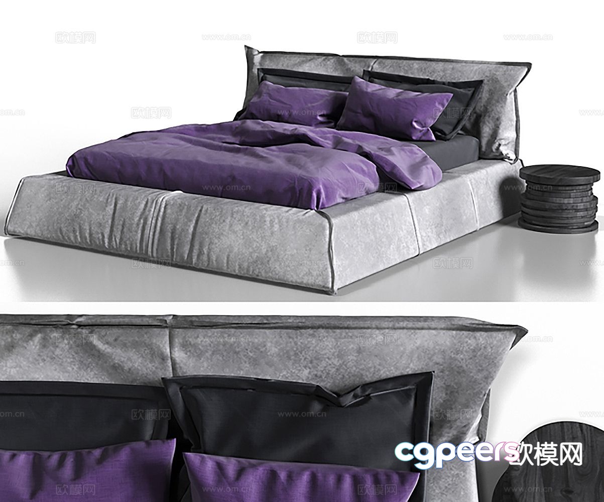 Modern double bed 3d model Modern double bed 3d model