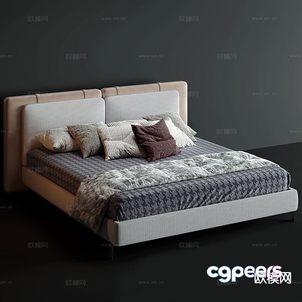Modern double bed 3d model Modern double bed 3d model