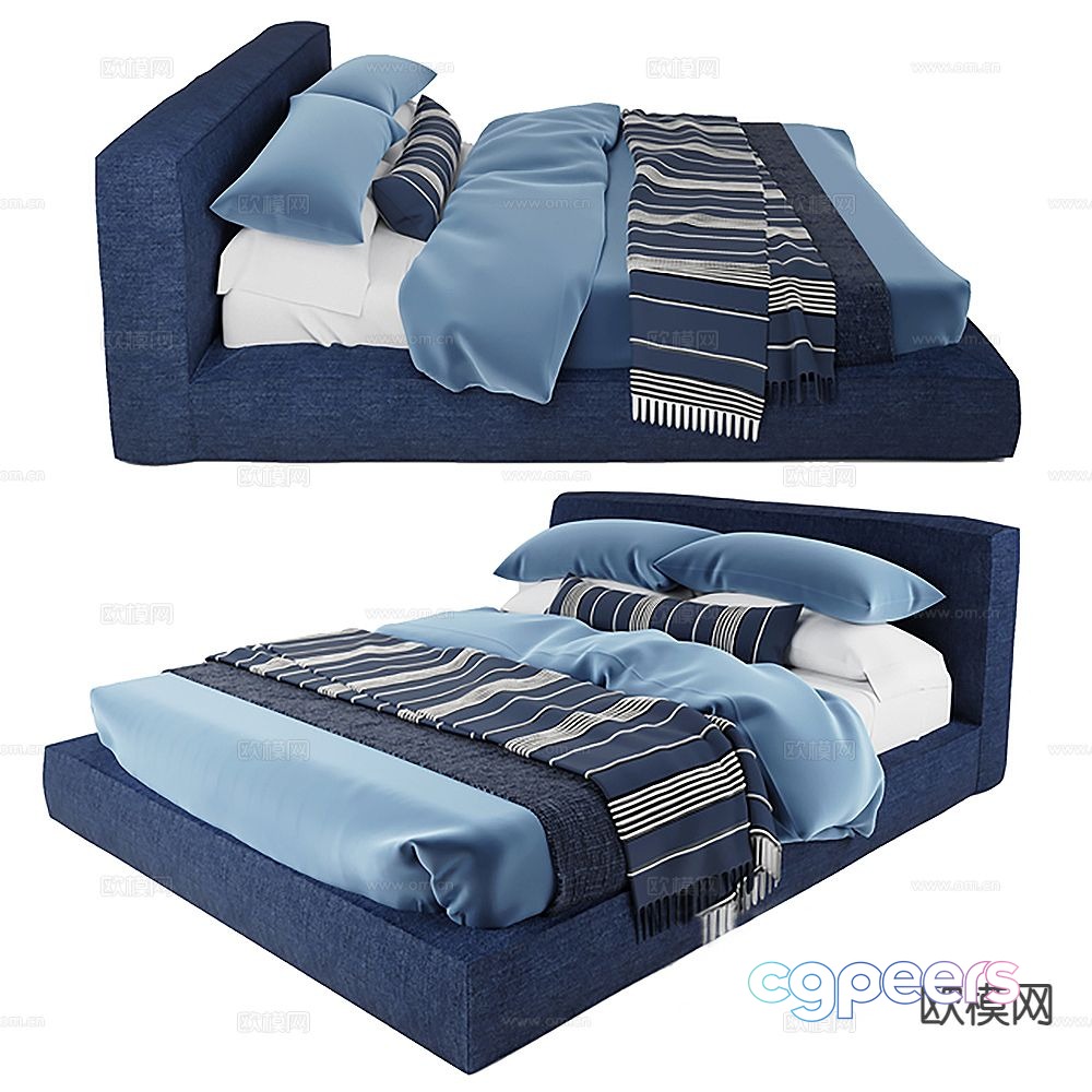 Modern double bed 3d model Modern double bed 3d model