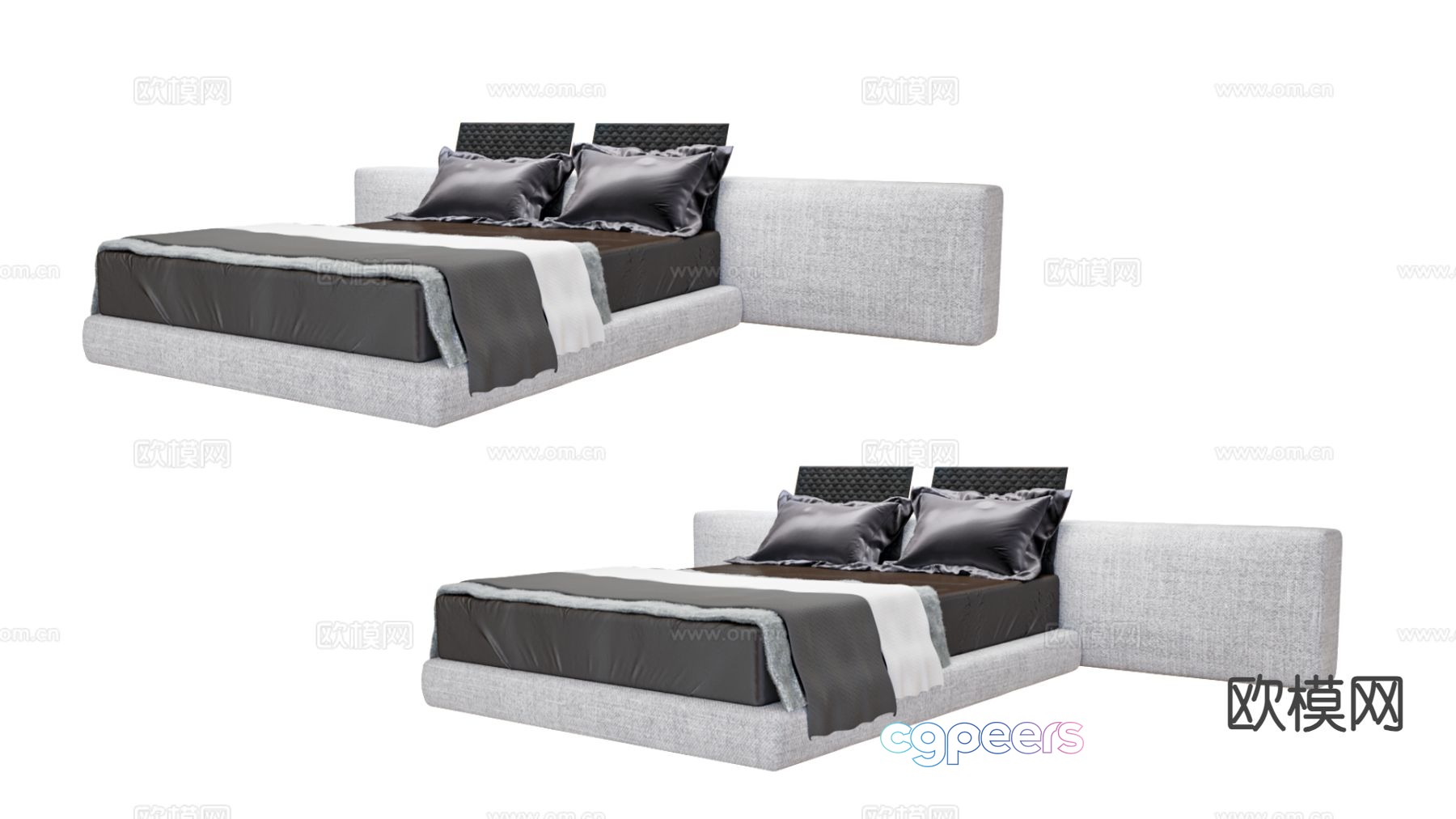 Modern double bed 3d model Modern double bed 3d model