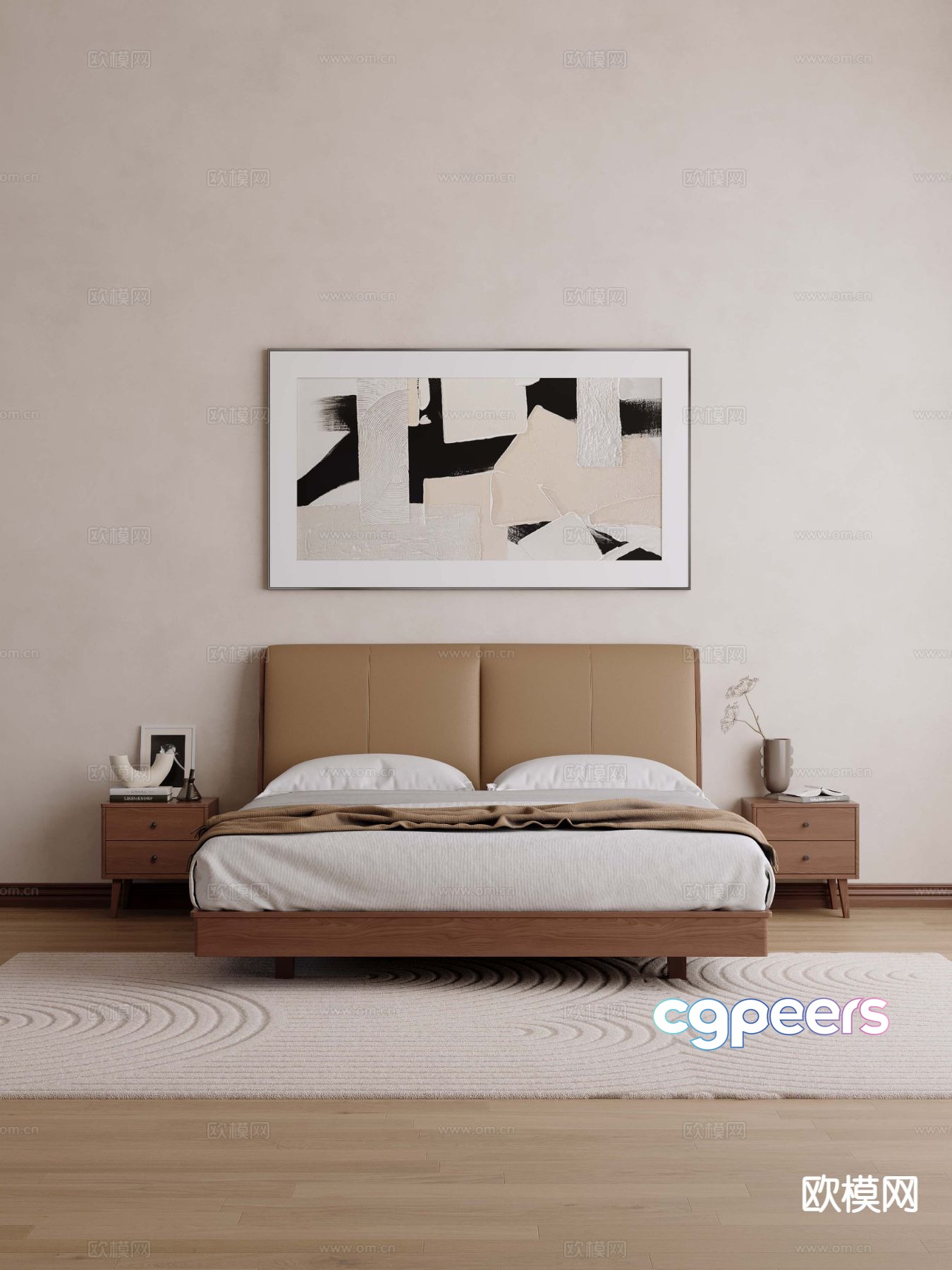 Modern double bed 3d model Modern double bed 3d model
