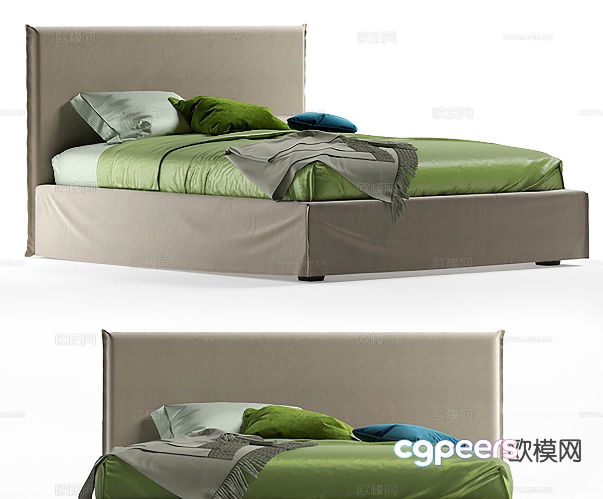 Modern double bed 3d model Modern double bed 3d model