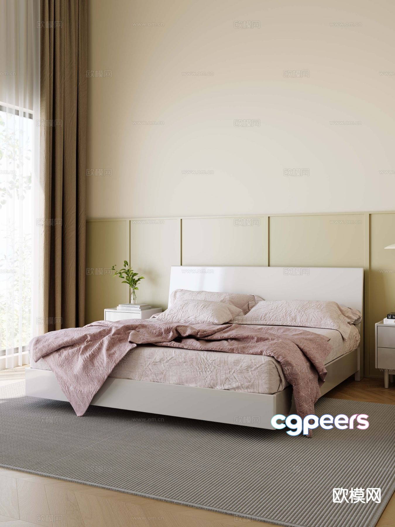 Modern double bed 3d model Modern double bed 3d model