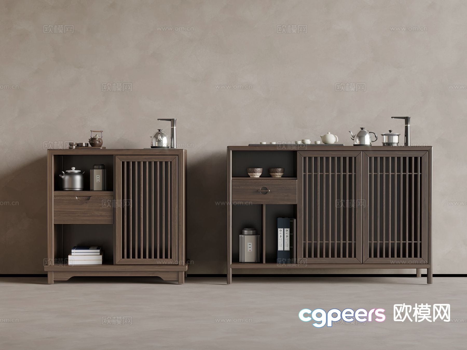New Chinese style tea cabinet 3d model New Chinese style tea cabinet 3d model