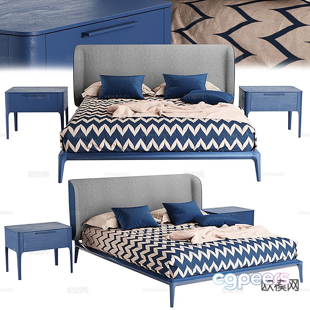 Modern double bed 3d model Modern double bed 3d model