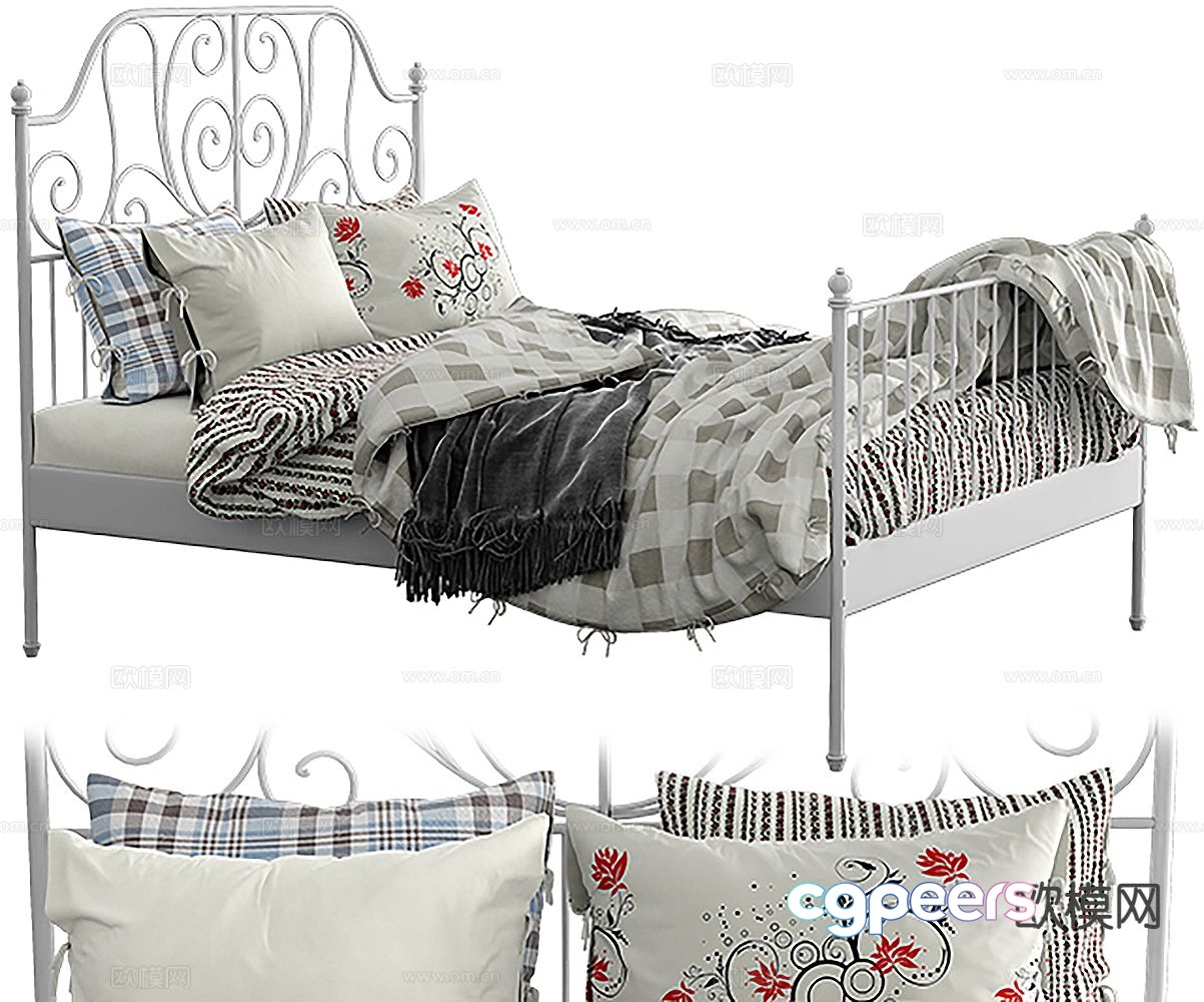 French double bed 3d model French double bed 3d model