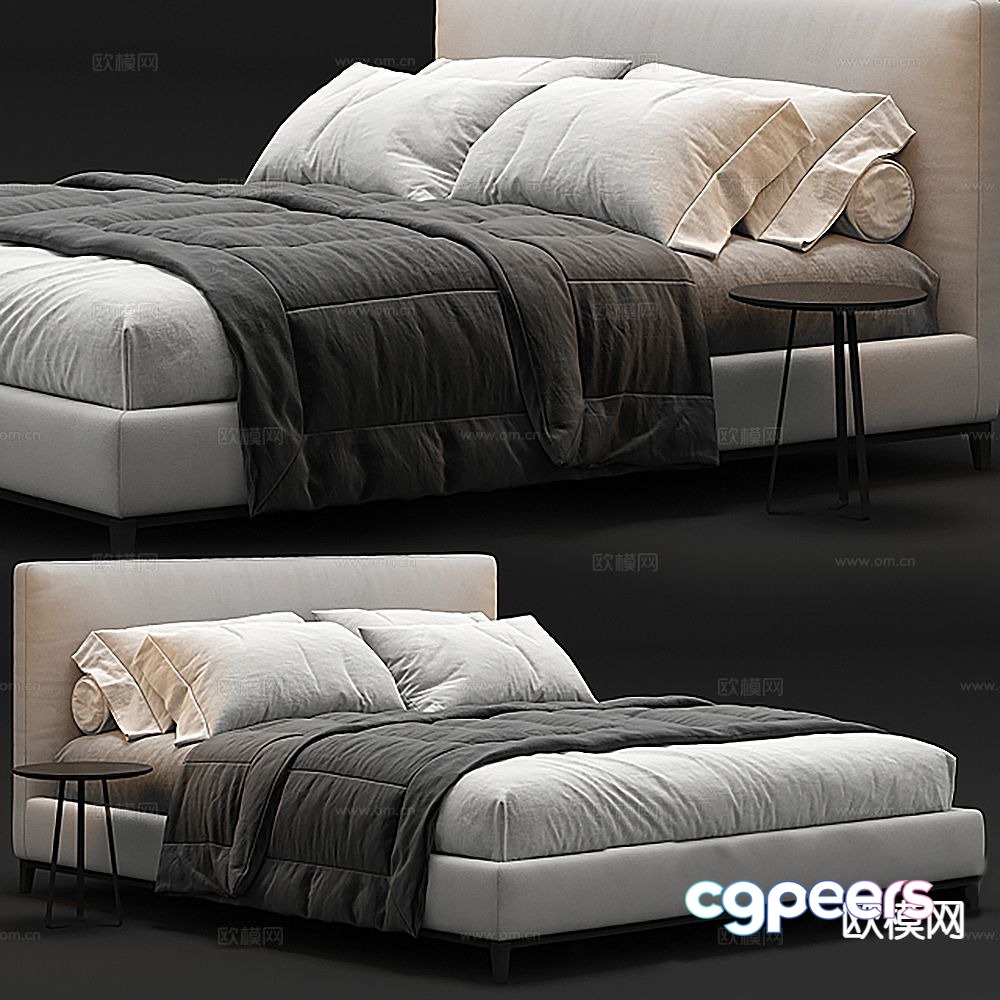 Modern double bed 3d model Modern double bed 3d model