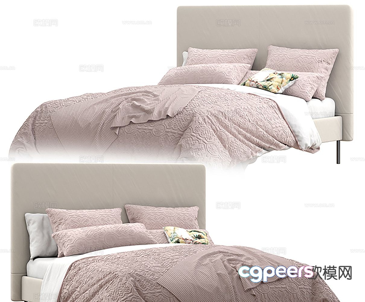 Modern double bed 3d model Modern double bed 3d model
