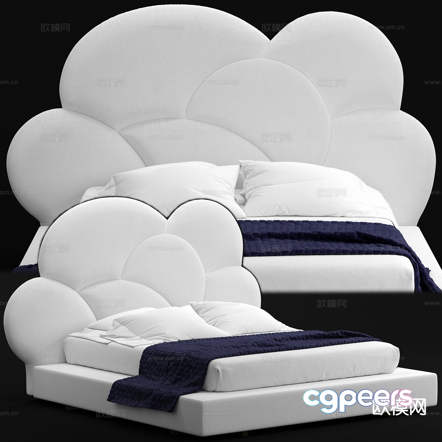 Modern double bed 3d model Modern double bed 3d model