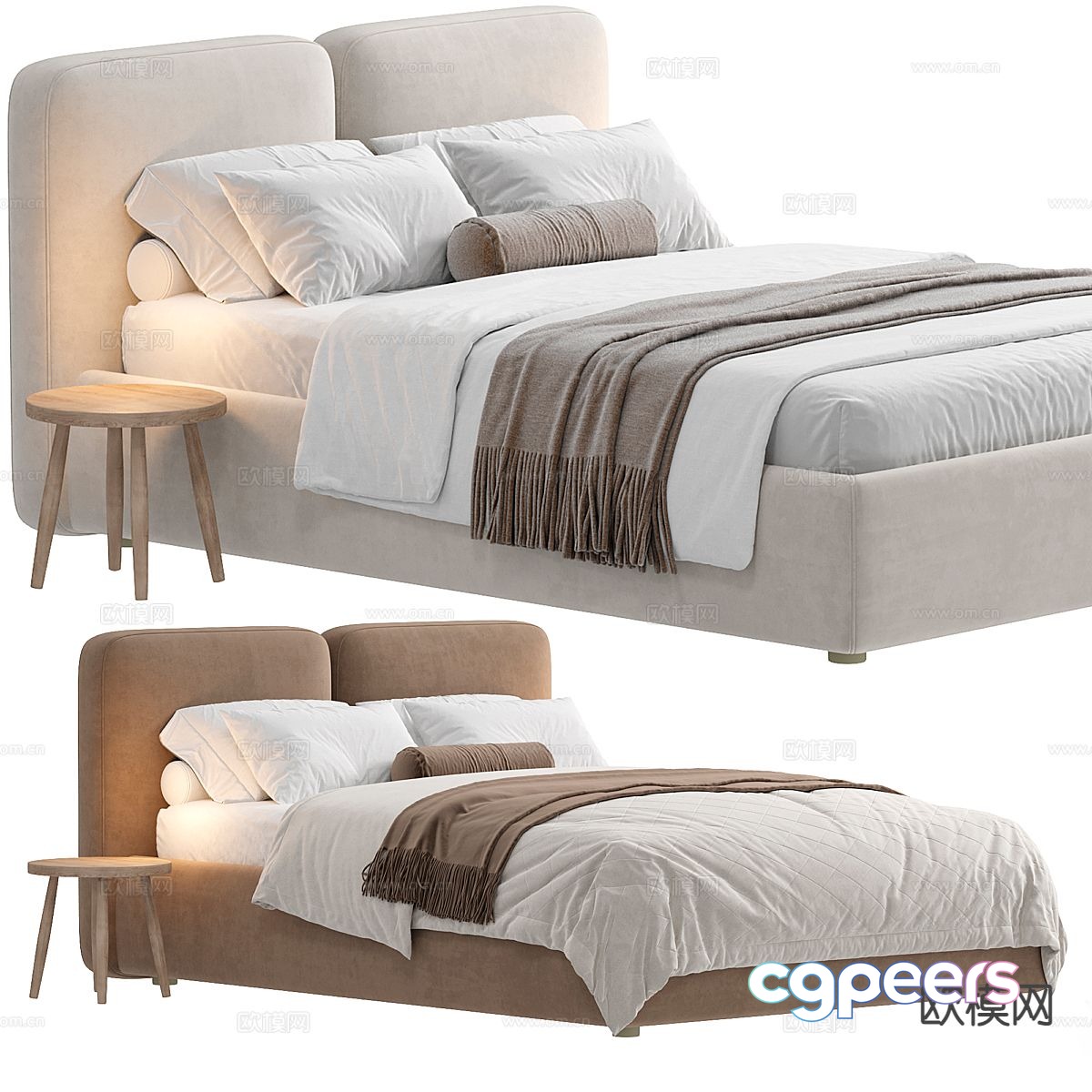 Modern double bed 3d model Modern double bed 3d model