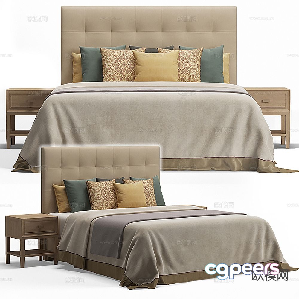 Modern double bed 3d model Modern double bed 3d model