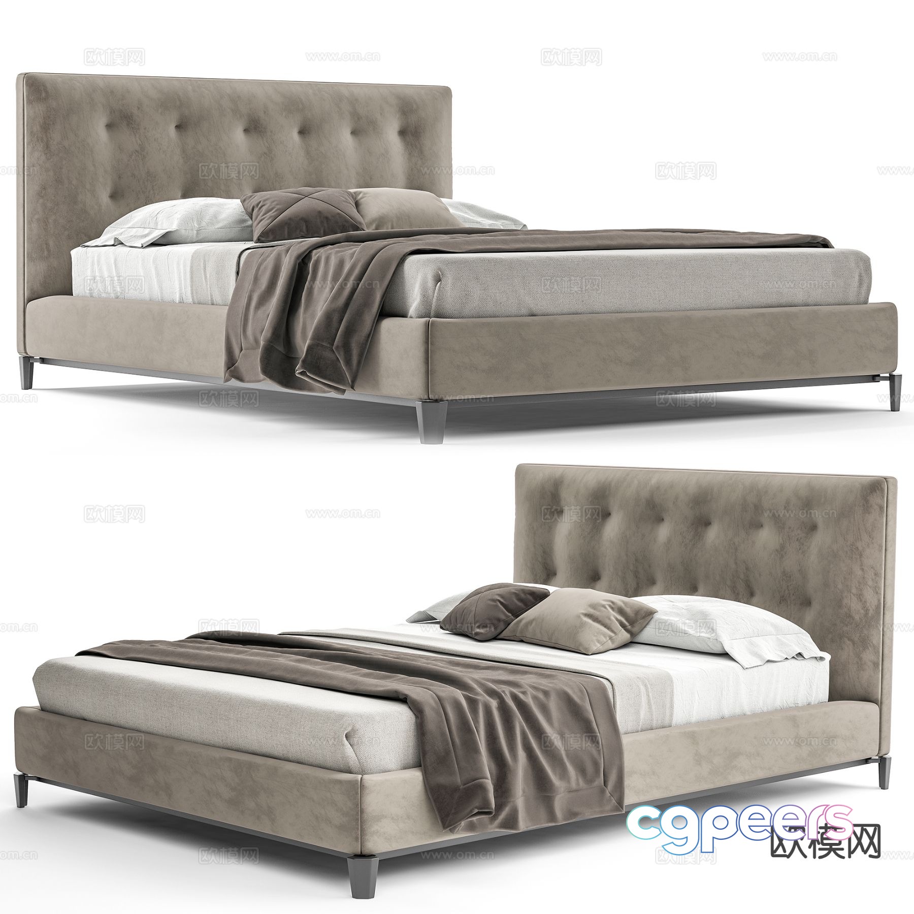 Modern double bed 3d model Modern double bed 3d model