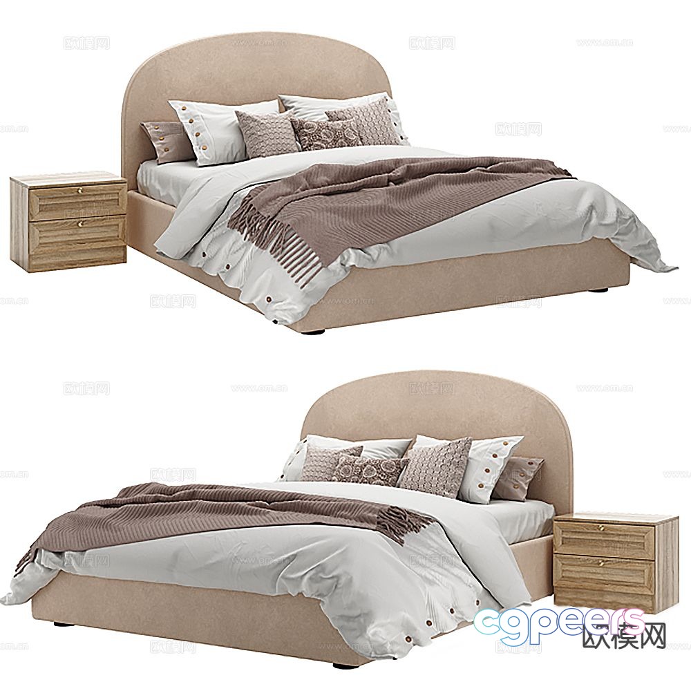 Modern double bed 3d model Modern double bed 3d model