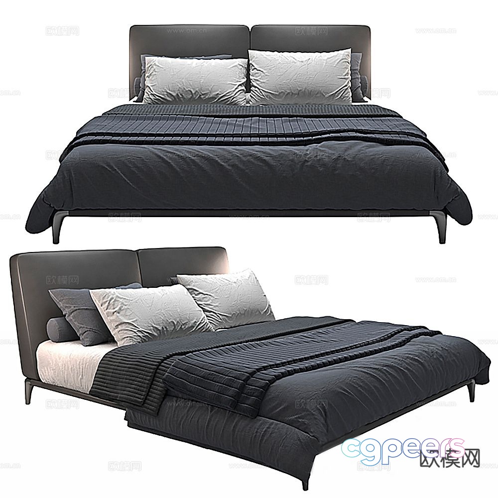 Modern double bed 3d model Modern double bed 3d model
