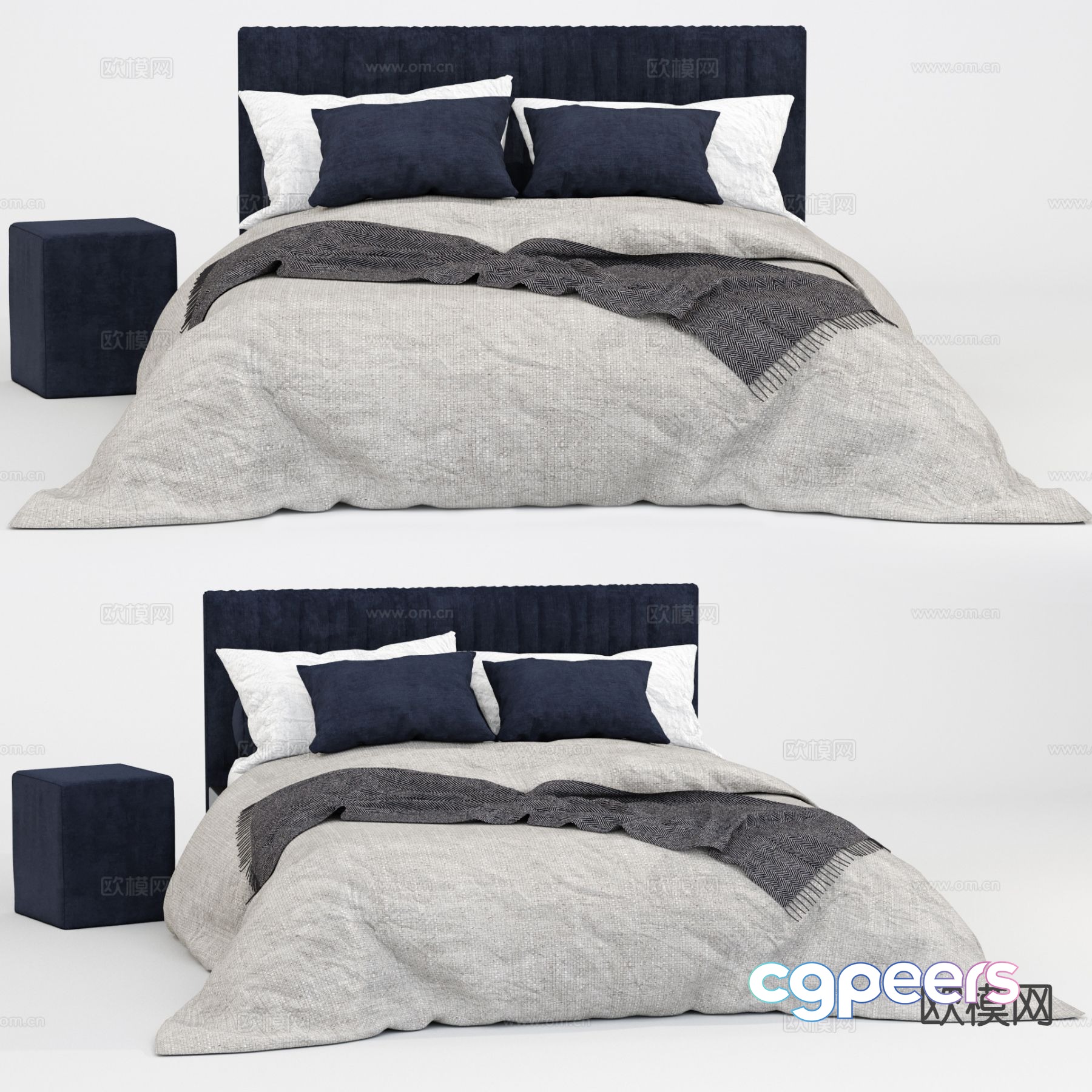 Modern double bed 3d model Modern double bed 3d model