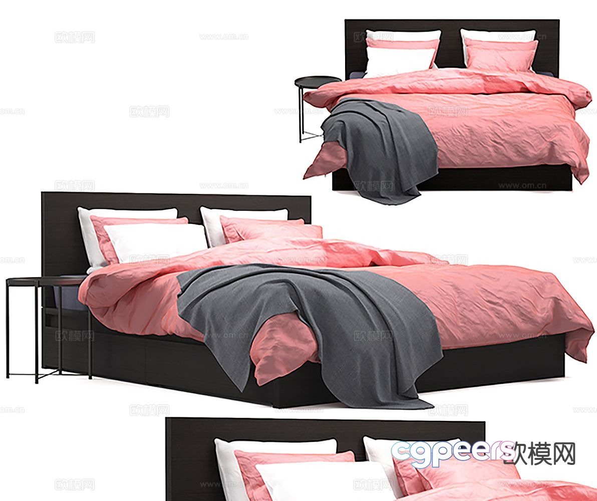Modern double bed 3d model Modern double bed 3d model