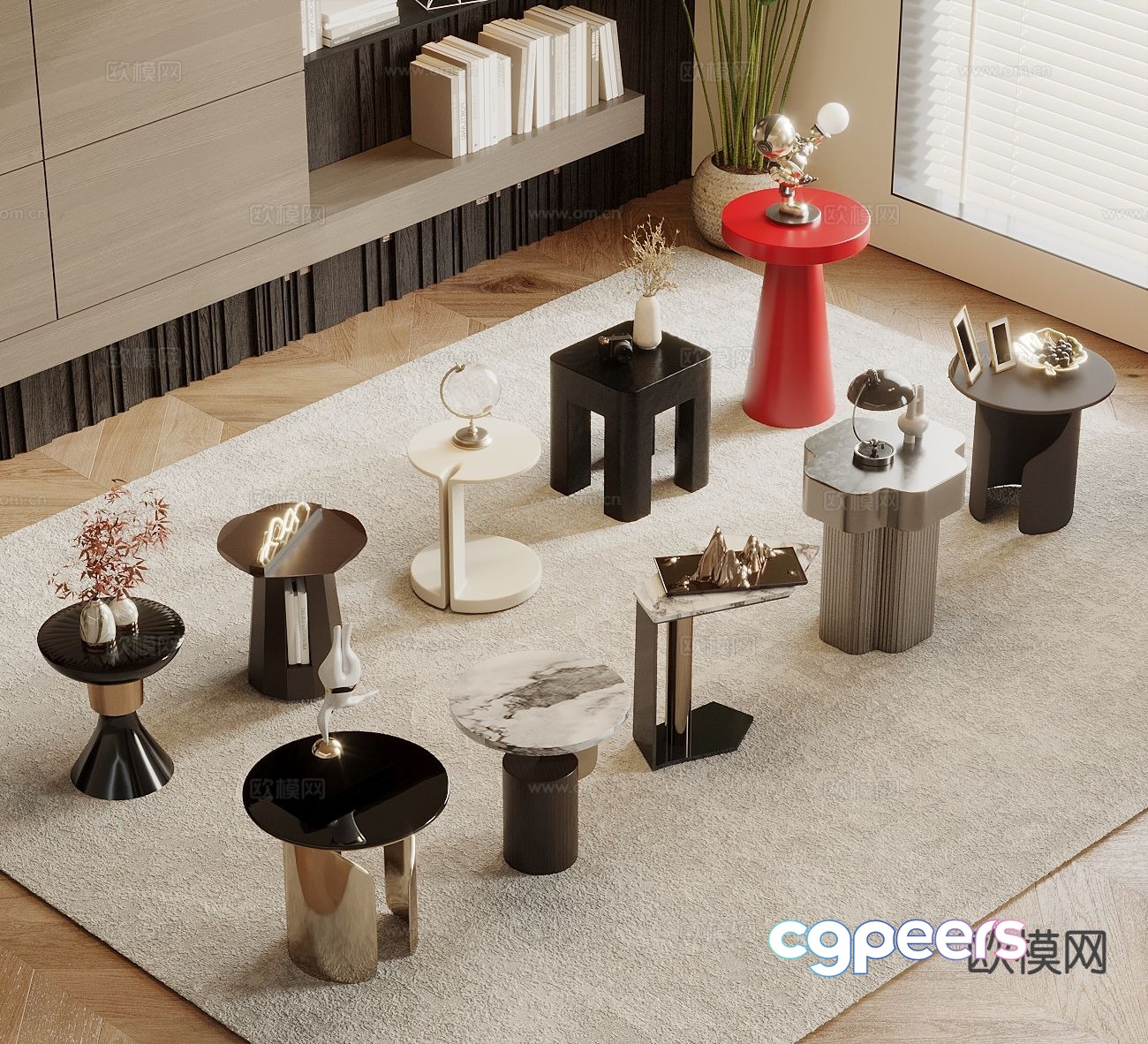 Modern side table corner table round table square table 3D model Modern side table corner table round table square table 3D model