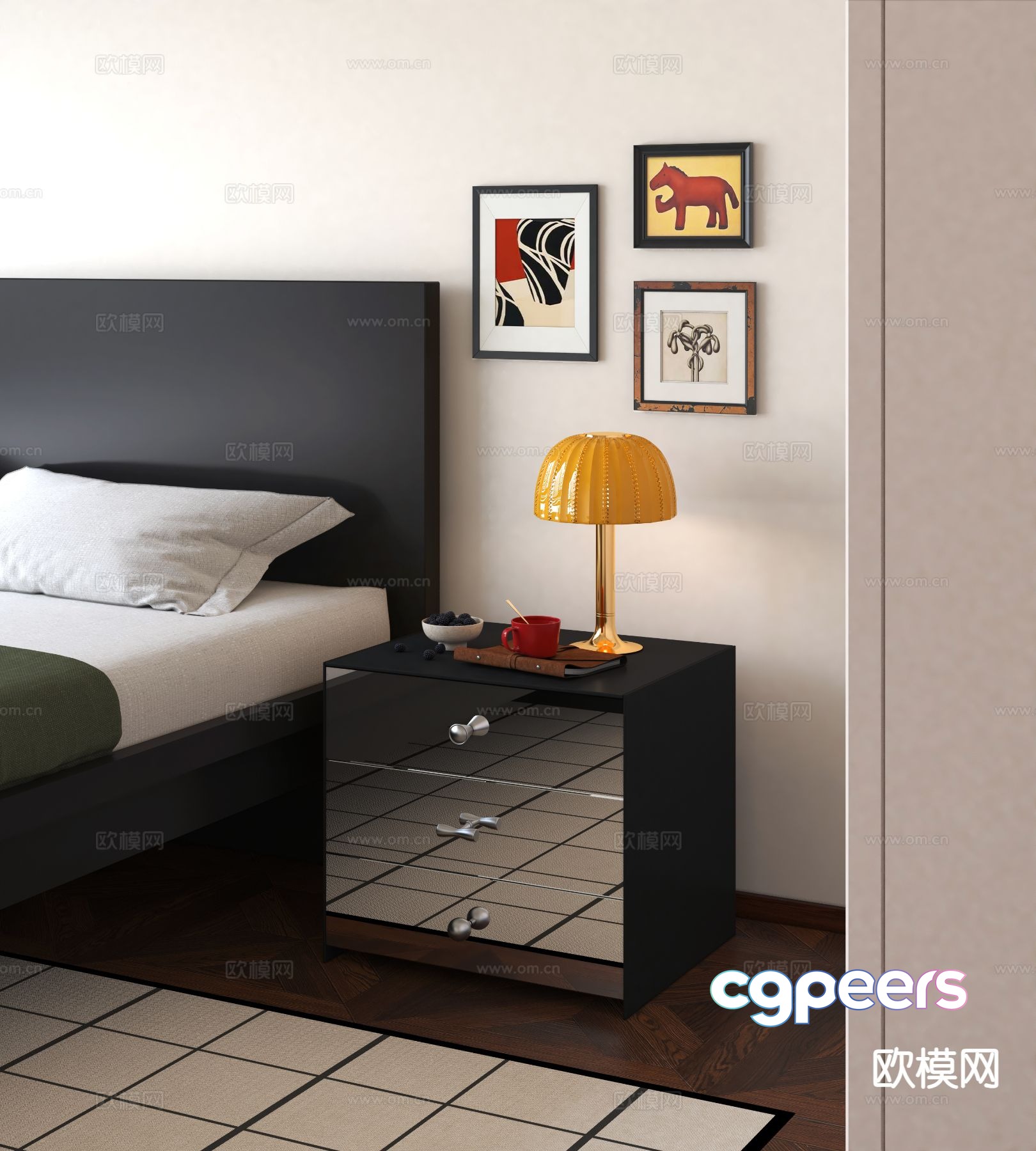 Modern bedside table 3d model Modern bedside table 3d model
