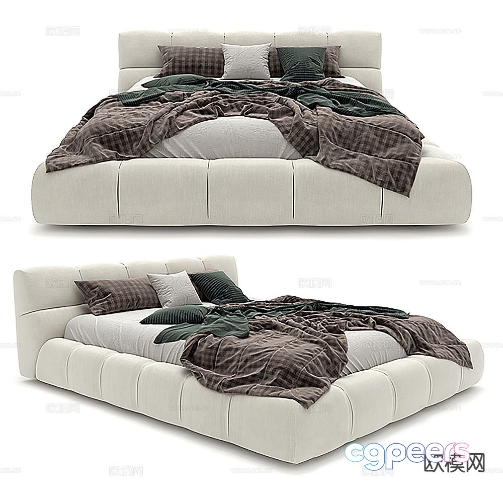 Modern double bed 3d model Modern double bed 3d model