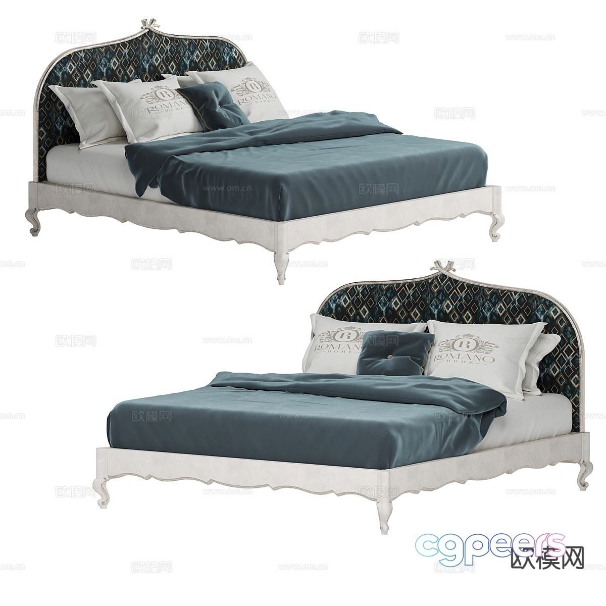 Simple European double bed 3d model Simple European double bed 3d model