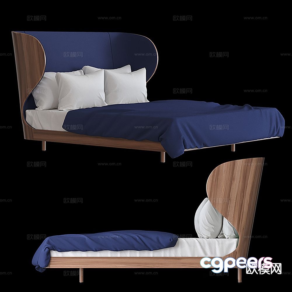 Modern double bed 3d model Modern double bed 3d model