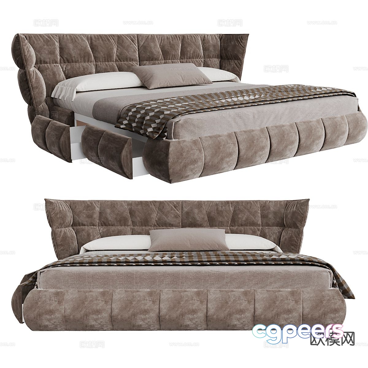 Nordic double bed 3d model Nordic double bed 3d model