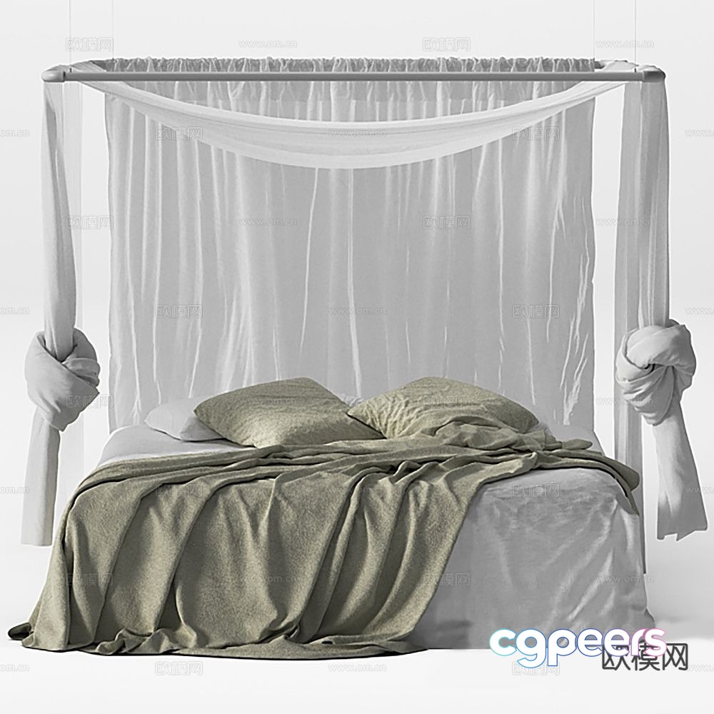 Modern double bed 3d model Modern double bed 3d model