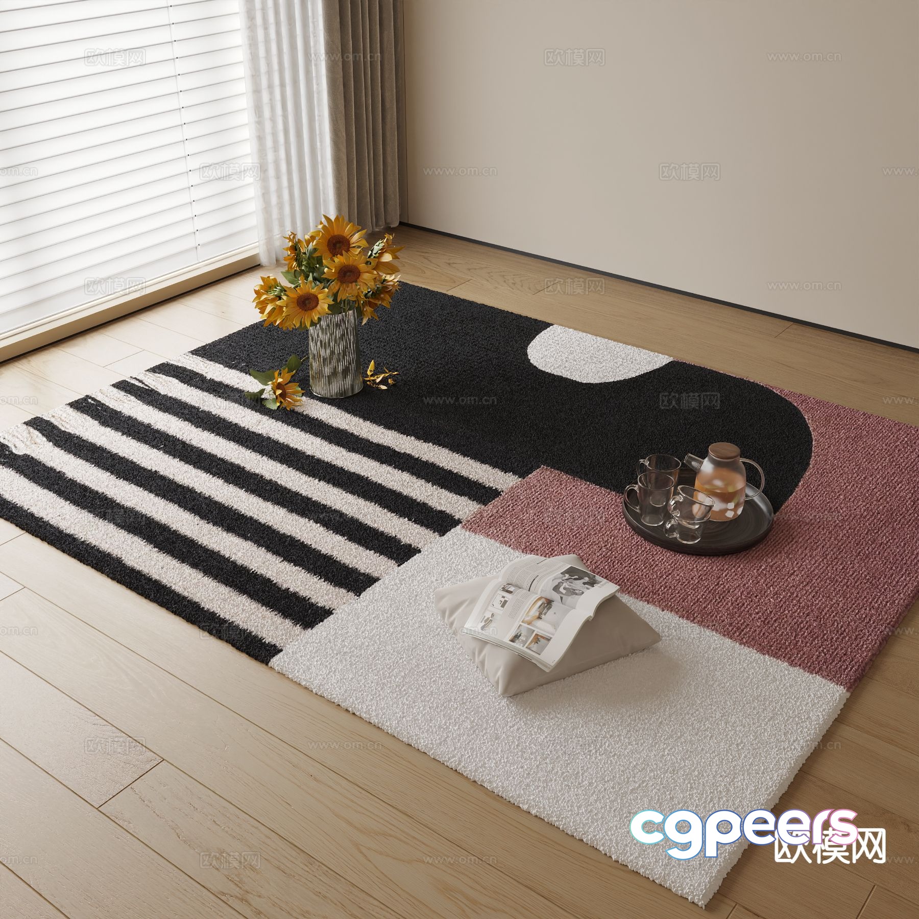 Modern carpet square rug 3d model Modern carpet square rug 3d model