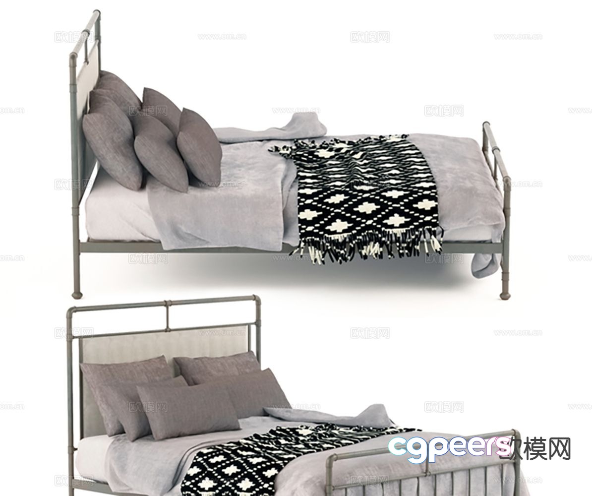 Modern double bed 3d model Modern double bed 3d model