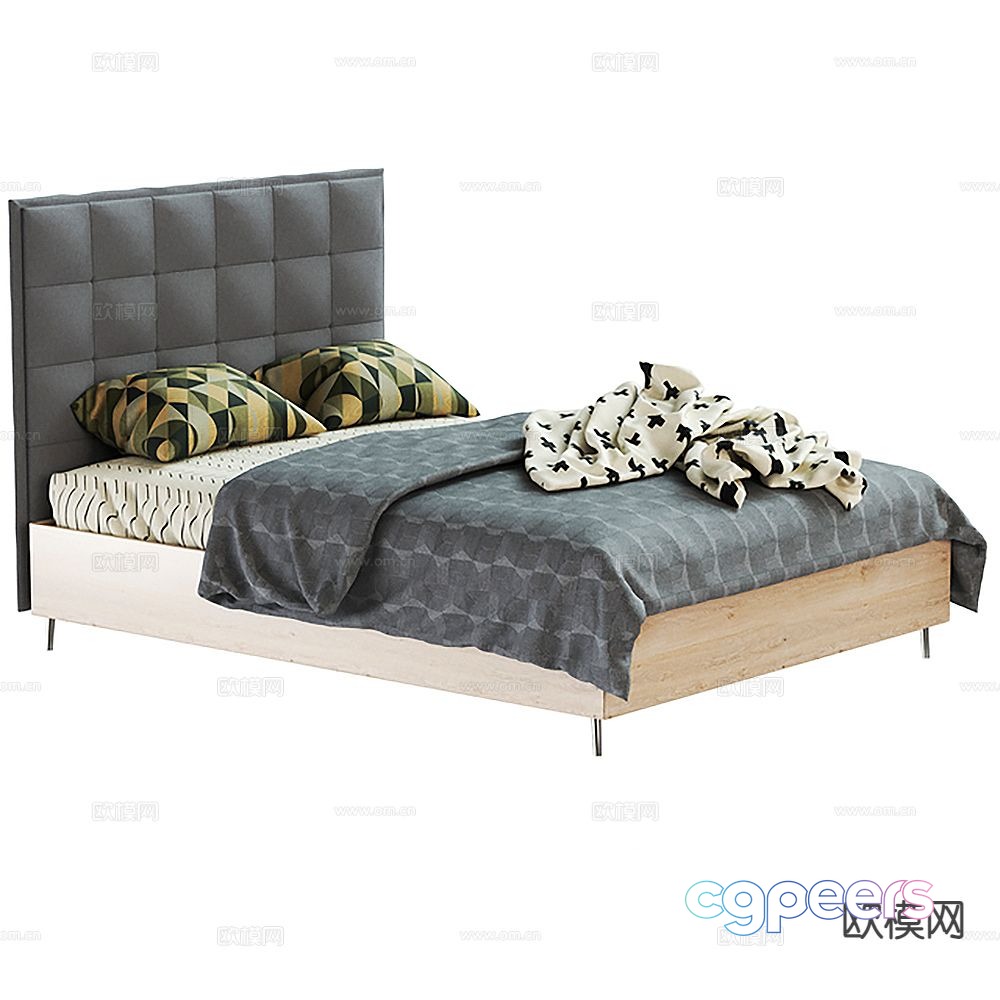 Modern double bed 3d model Modern double bed 3d model