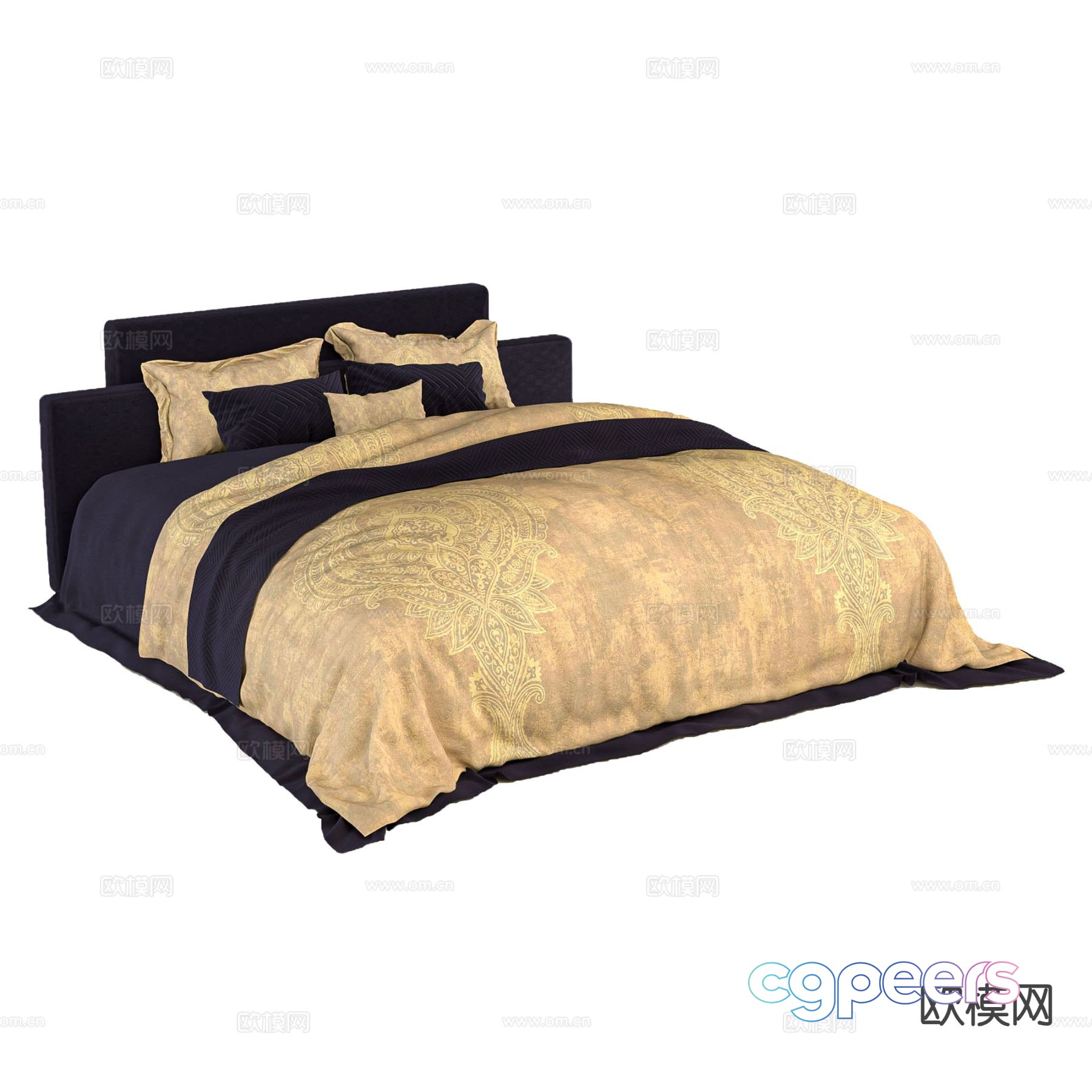 Simple European double bed 3d model Simple European double bed 3d model