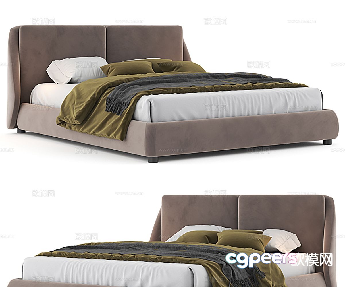 Modern double bed 3d model Modern double bed 3d model