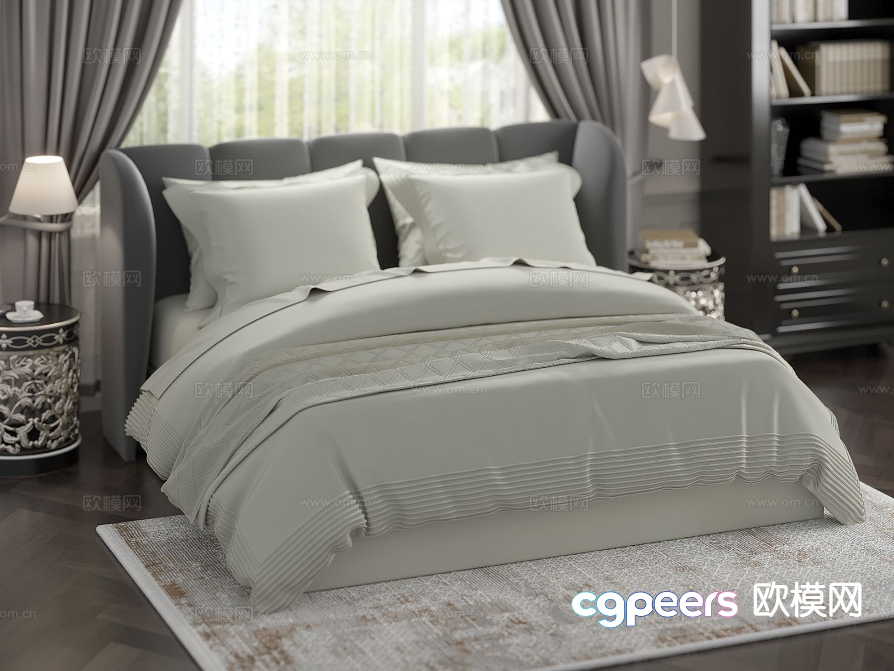 Modern double bed 3d model Modern double bed 3d model