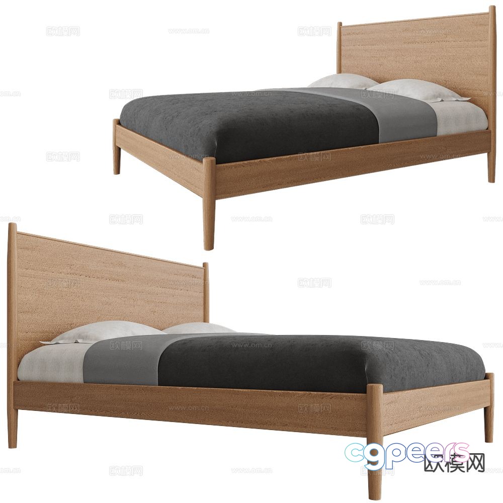 Partisan Nordic double bed 3d model Partisan Nordic double bed 3d model