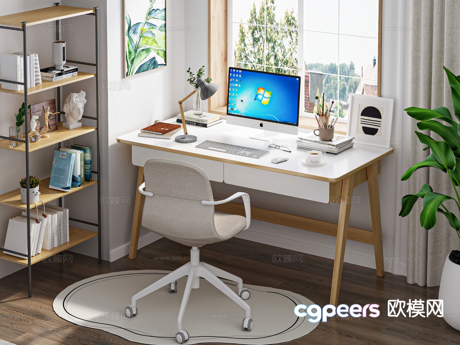 Simple desk chair study table 3d model Simple desk chair study table 3d model
