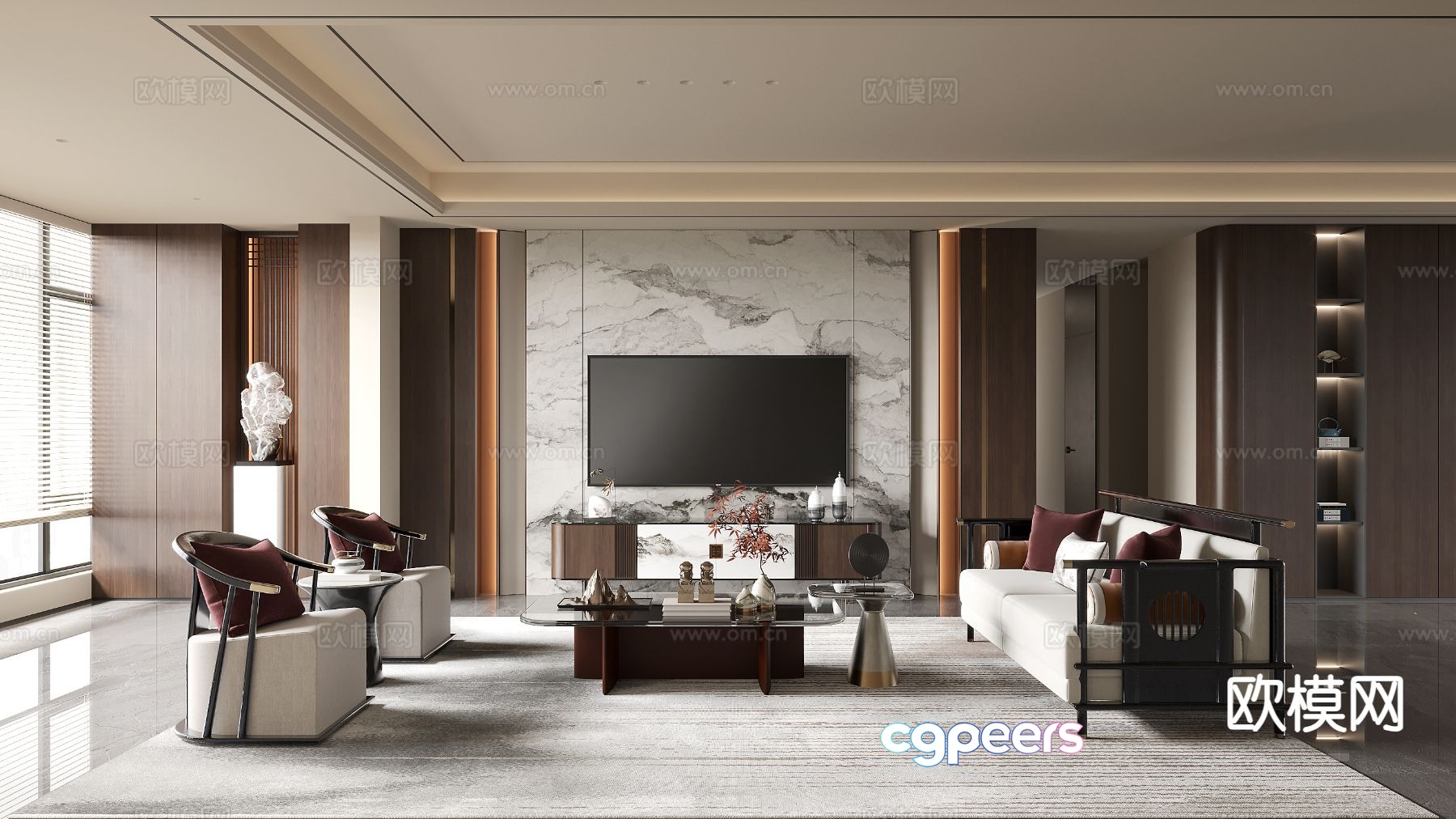 New Chinese style living room 3d model New Chinese style living room 3d model