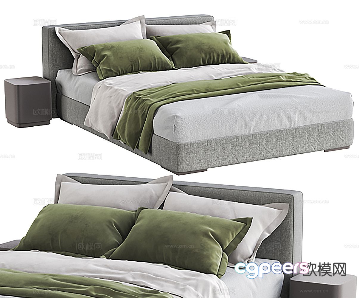 Modern double bed 3d model Modern double bed 3d model