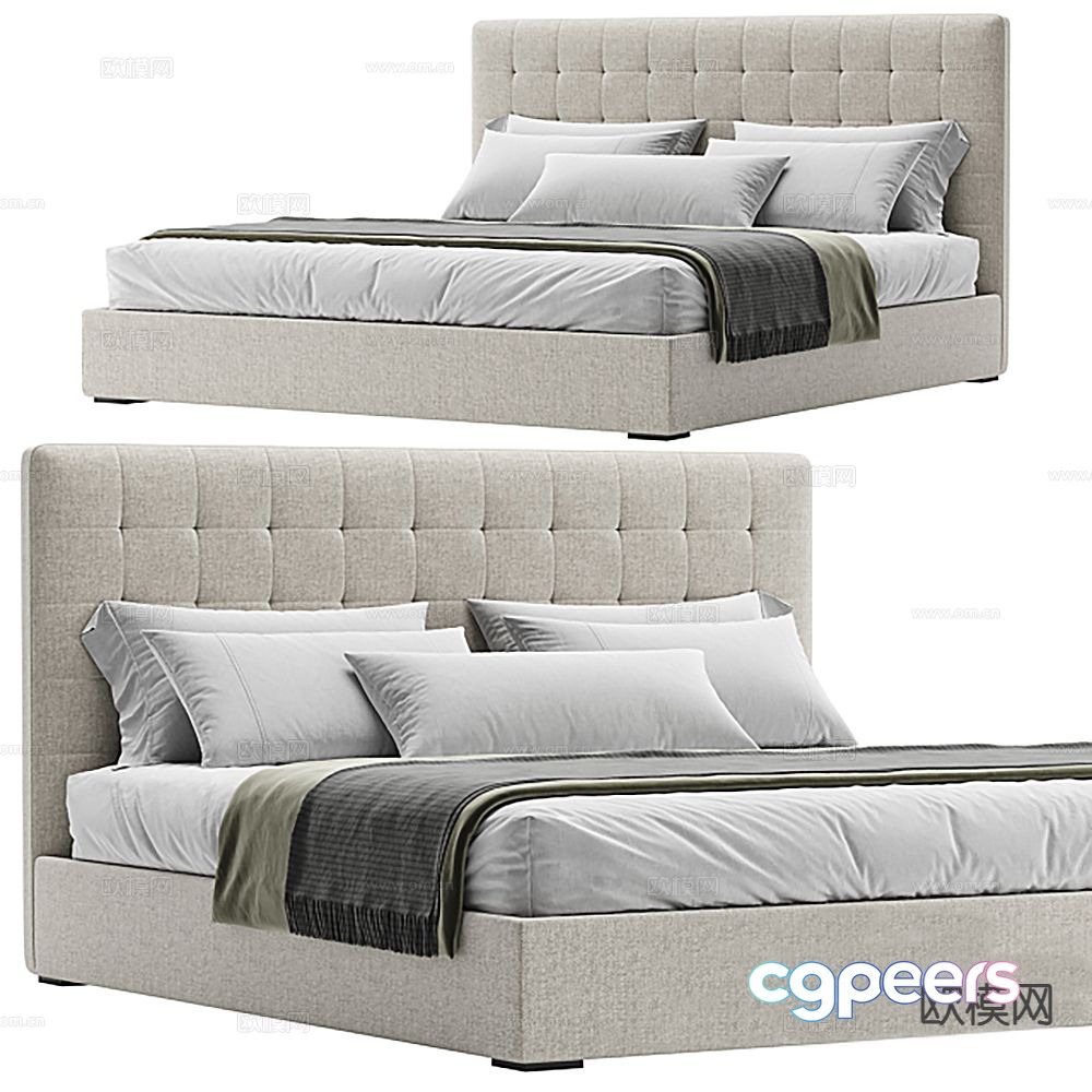 Modern double bed 3d model Modern double bed 3d model