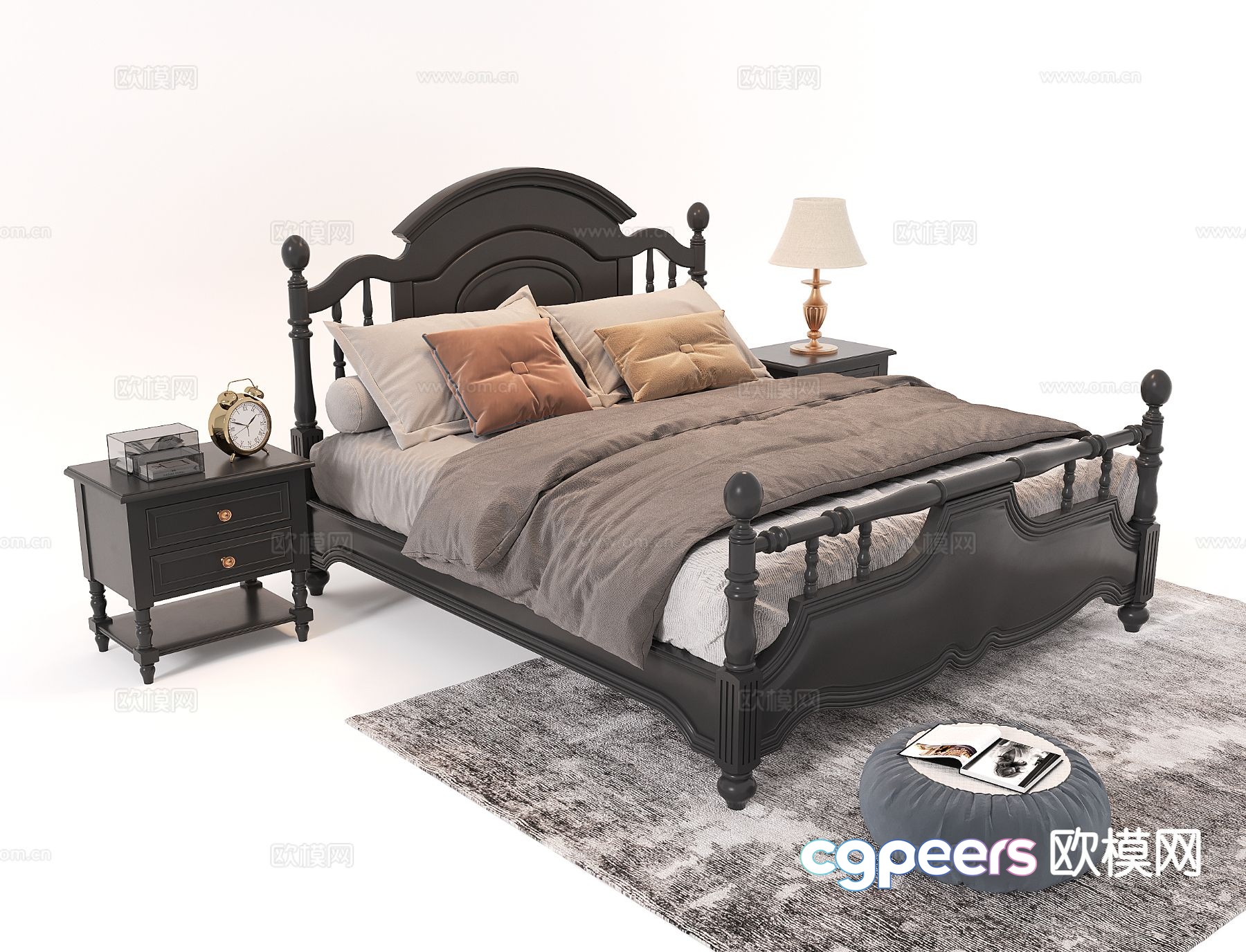 Medieval style double bed 3d model Medieval style double bed 3d model