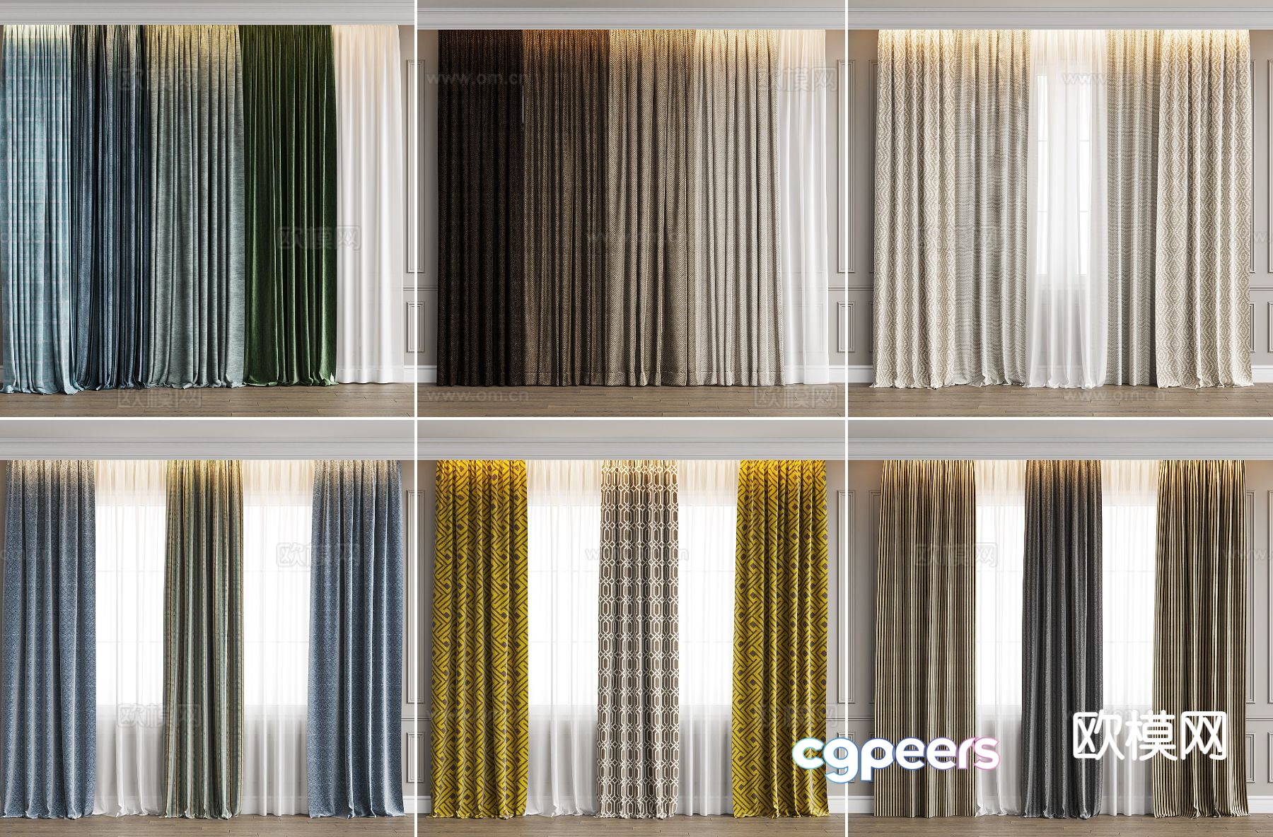 Plain curtains and screens 3d model Plain curtains and screens 3d model