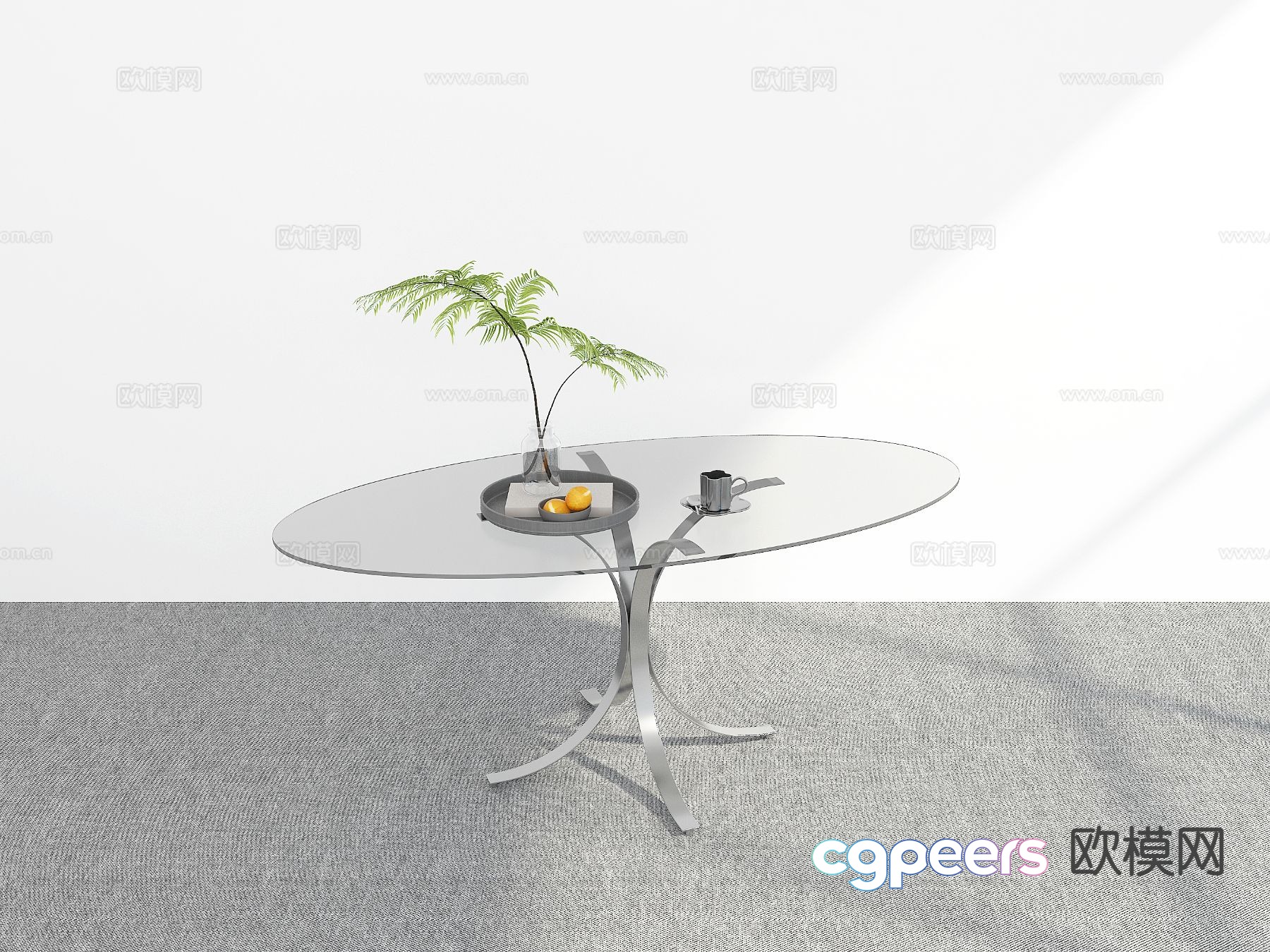 Modern oval dining table 3d model Modern oval dining table 3d model