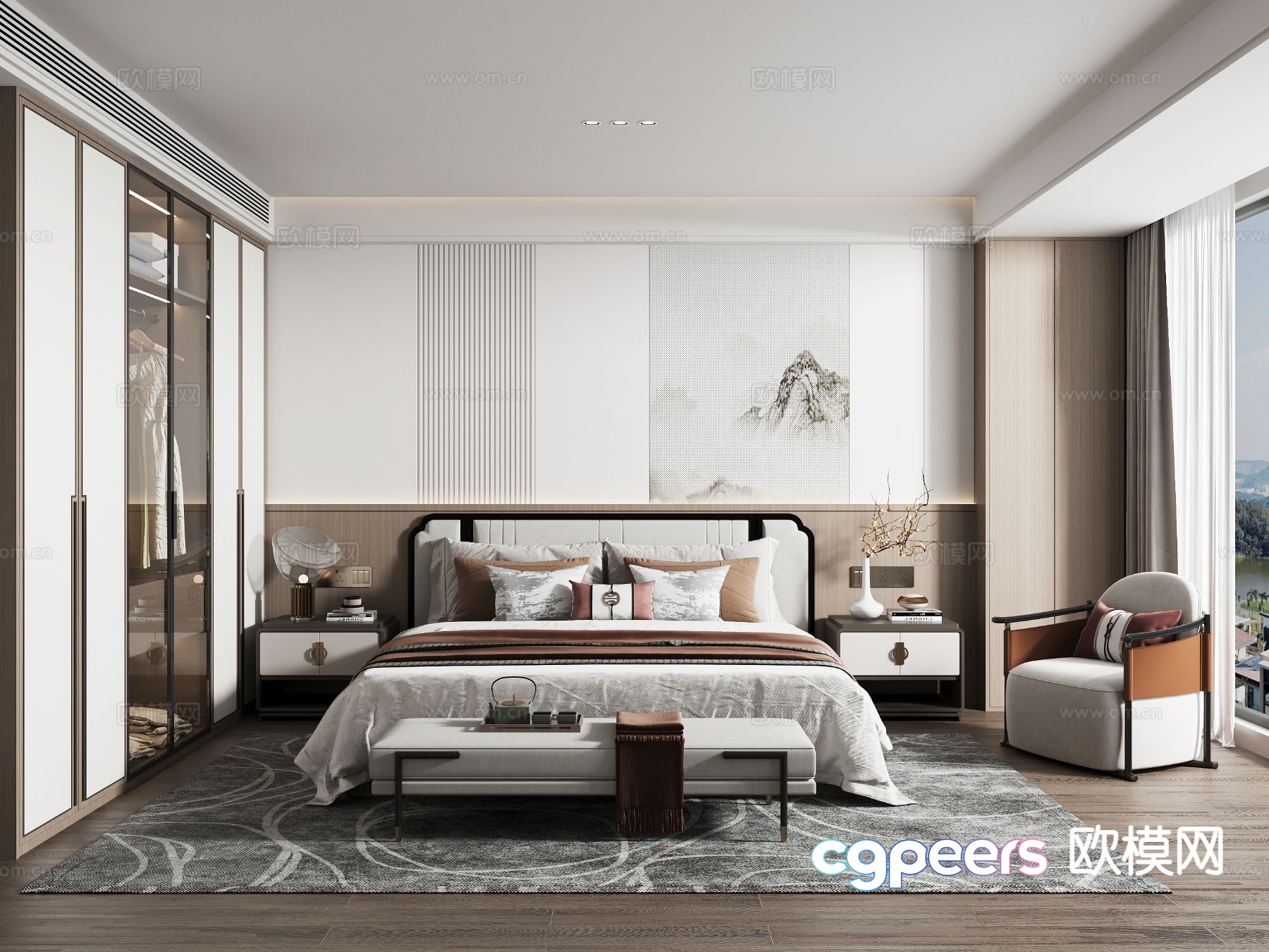 New Chinese style bedroom master bedroom 3d model New Chinese style bedroom master bedroom 3d model