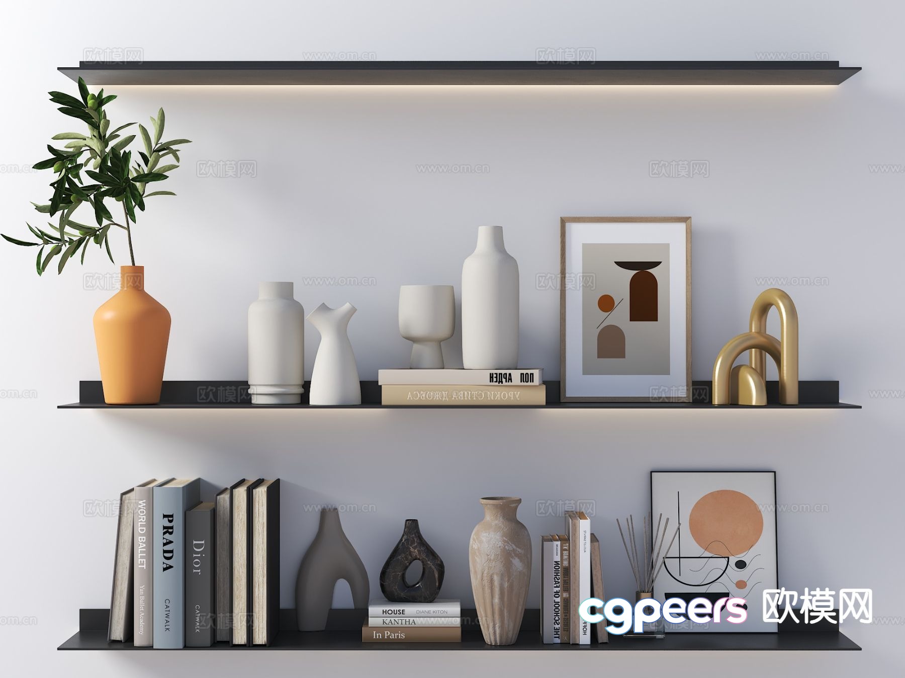 Books Decorations Ornaments Vase 3d model Books Decorations Ornaments Vase 3d model