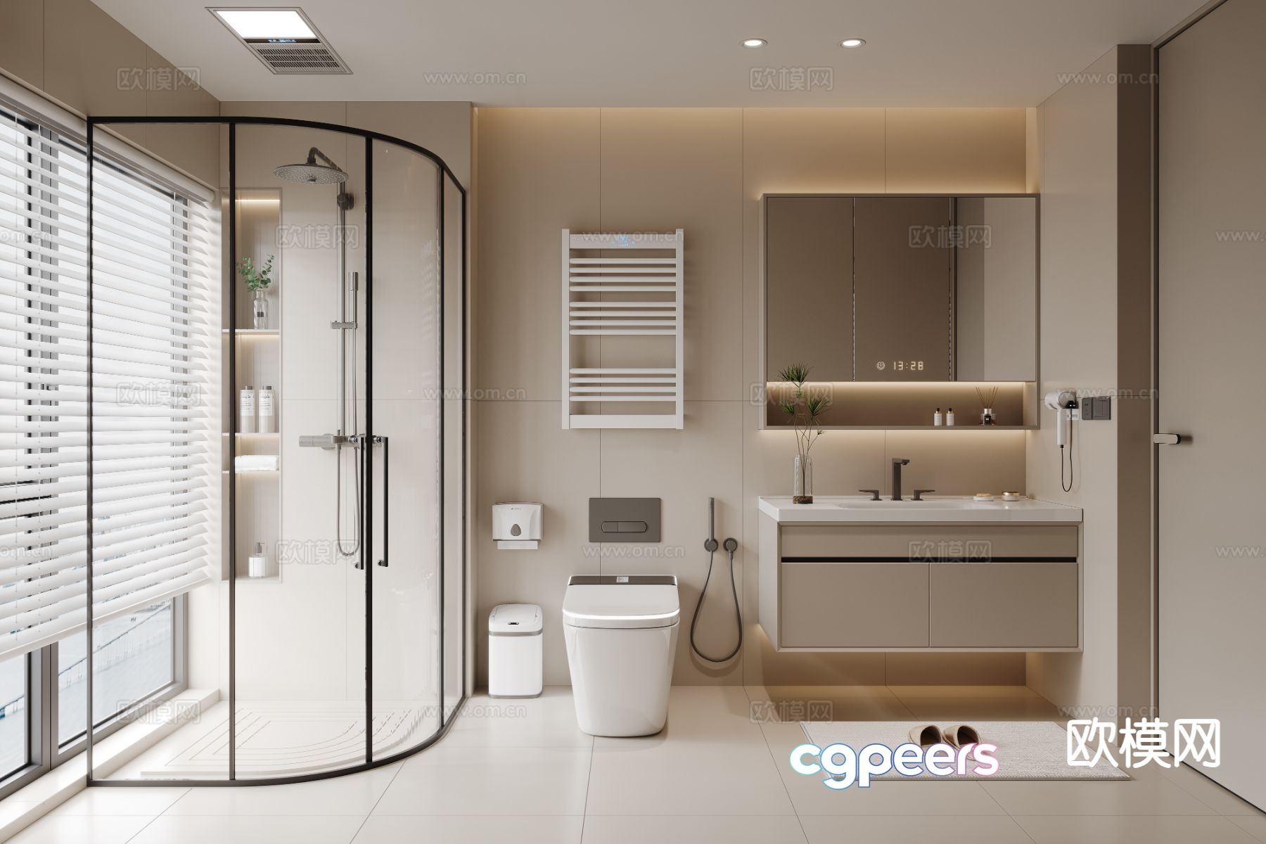 Cream style bathroom bathroom toilet 3d model Cream style bathroom bathroom toilet 3d model