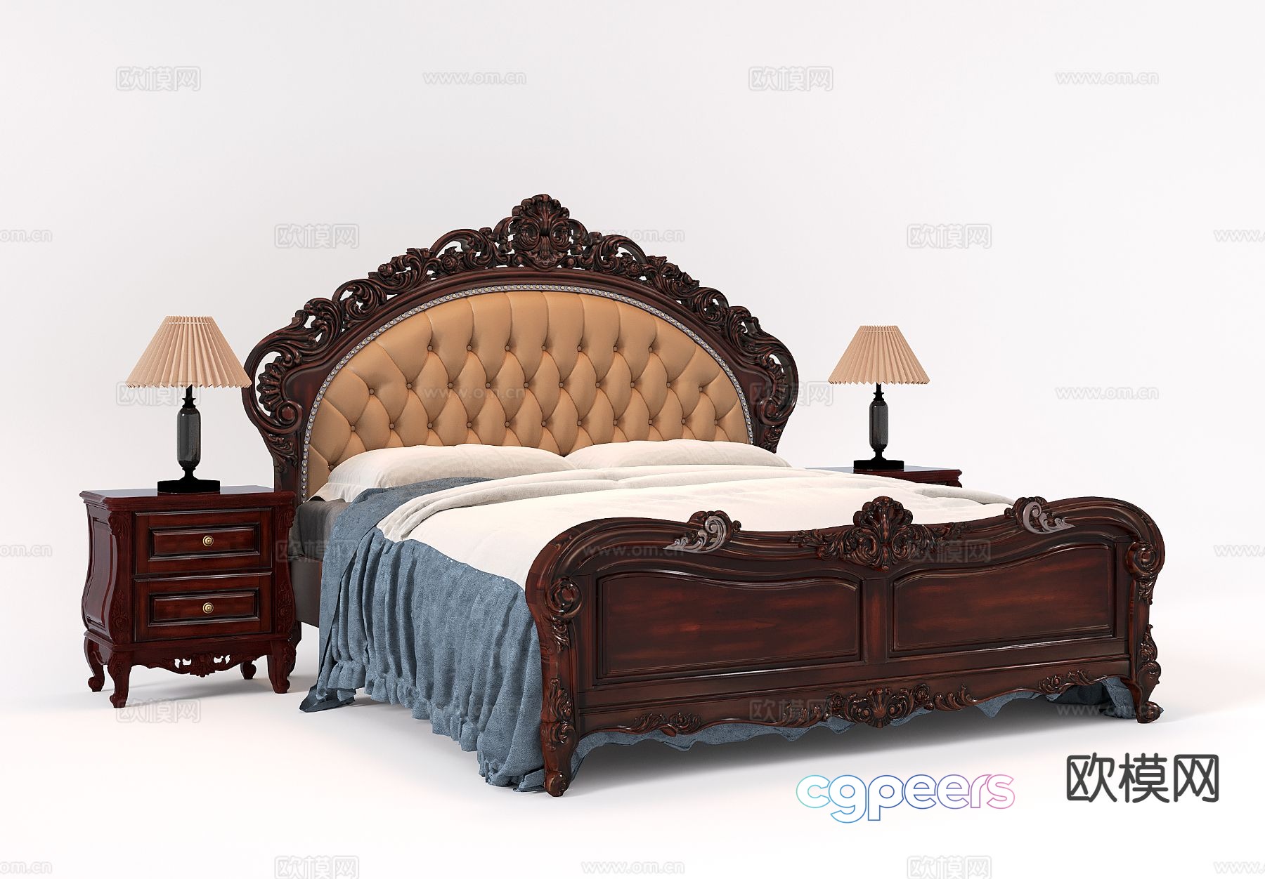 American double bed 3d model American double bed 3d model